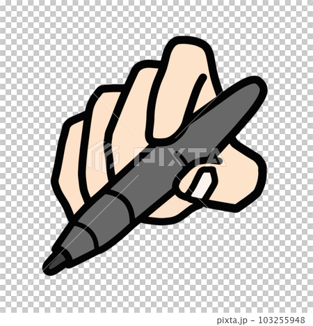 黒のサインペンを持つ手 黒のサインペンを持つ手 103255948