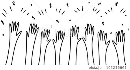 Applause hand draw, doodle clapping ovation. thumbs up gesture isolated on white background , vector illustration. 103256661