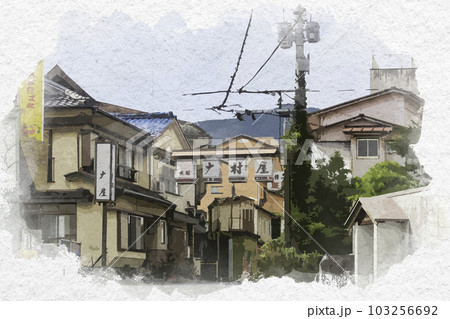 水彩画風　嬉野温泉　旅館大村家　佐賀県嬉野市 103256692