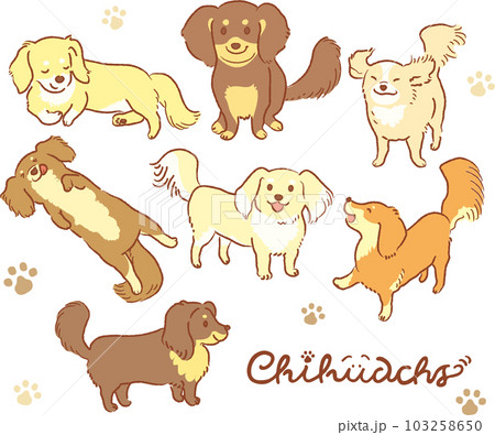 ミックス犬ダップーとミックス犬チワックスの水彩画 絵の具のみ 手描き