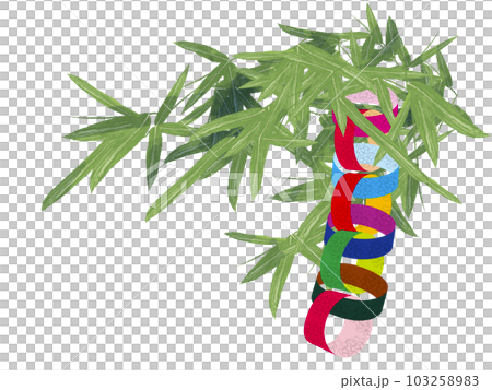 日本の歳時記イラストシリーズ 七夕 笹竹に千代紙の輪飾り 日本の歳時記イラストシリーズ 七夕 笹竹に千代紙の輪飾り 103258983