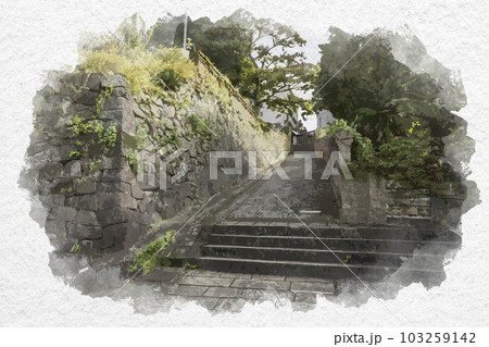 水彩画風 長崎 オランダ坂 長崎県長崎市 水彩画風 長崎 オランダ坂 長崎県長崎市 103259142