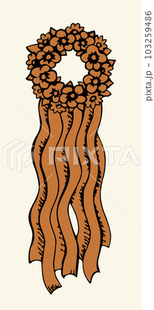 Ukrainian wreath with ribbons. Vector drawing 103259486