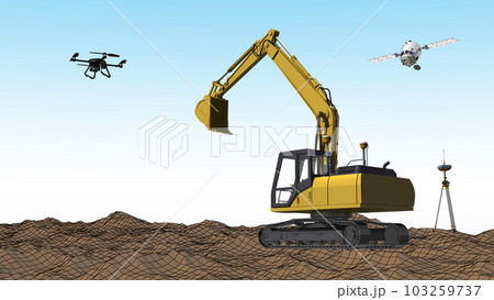 ICT建設　ICT建機　ICT施工　ICT土木　ICT工法(3DCGイメージ) 103259737