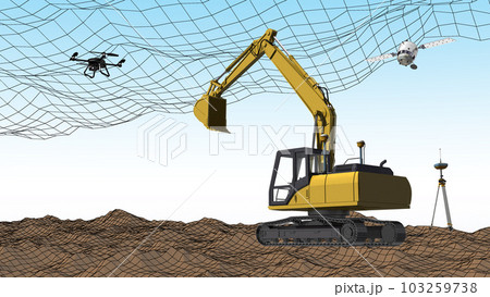 ICT建設　ICT建機　ICT施工　ICT土木　ICT工法(3DCGイメージ) 103259738