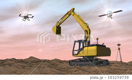 ICT建設　ICT建機　ICT施工　ICT土木　ICT工法(3DCGイメージ) 103259739