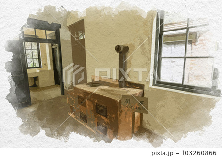 水彩画風　長崎　グラバー園　旧オルト住宅　厨房　長崎県長崎市 103260866