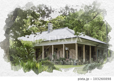 水彩画風　長崎　グラバー園　旧オルト住宅　長崎県長崎市 103260898