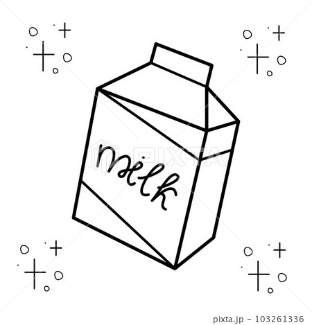 A carton of milk. Doodle black and white vector illustration. 103261336