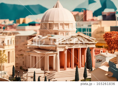 Athens, Greece, paper art. Generate Ai 103261836