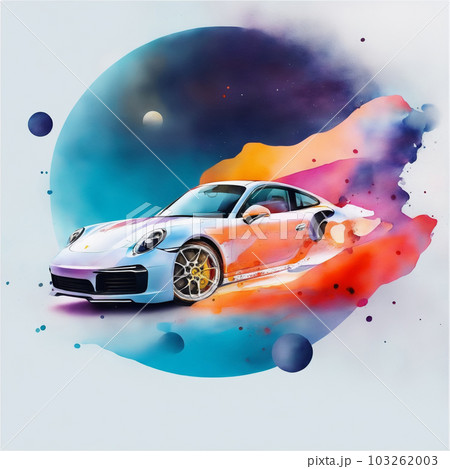 Old car drifting on the moon. Generate Ai 103262003