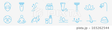 hair removal icons set, outline style spa 103262544