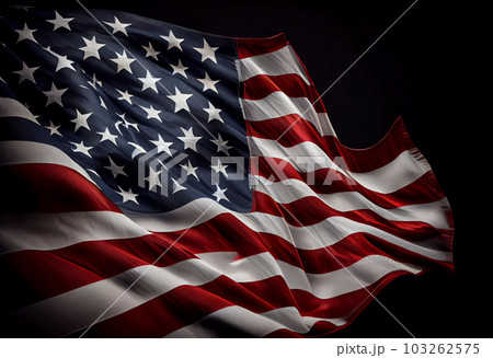 United States Flag On Black Background. free space. top wiew. Generate Ai. 103262575