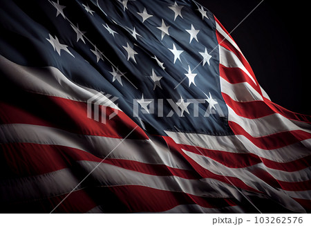 United States Flag On Black Background. free space. top wiew. Generate Ai. 103262576