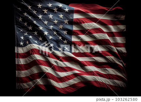 United States Flag On Black Background. free space. top wiew. Generate Ai. 103262580