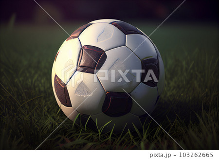 Soccer ball in the football field. 3d. Generate Ai. Soccer ball in the football field. 3d. Generate Ai. 103262665