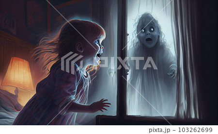 The Child Scaring To See the Ghost, Digital Art Style