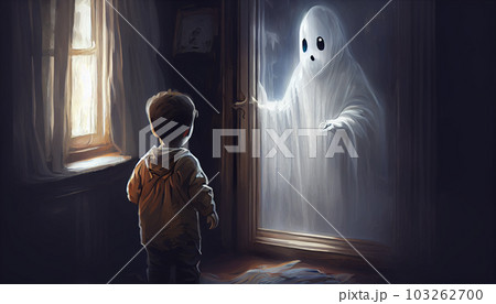 The Child Scaring To See the Ghost, Digital Art Style