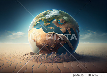 Earth melting by global warming or climate change problem. Generate Ai. Earth melting by global warming or climate change problem. Generate Ai. 103262829