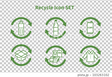 リサイクルのアイコンセット（グリーン） 103263102