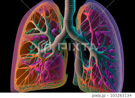 Human Lung model illness, Lung cancer and lung disease. Generate Ai. 103263134
