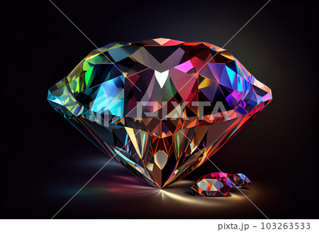 colorful of diamond isolated on dark background. Generate Ai. 103263533