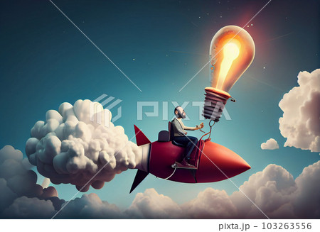 Creative new idea, innovation start up business or inspiration to achieve success goal concept. Generate Ai. Creative new idea, innovation start up business or inspiration to achieve success goal concept. Generate Ai. 103263556