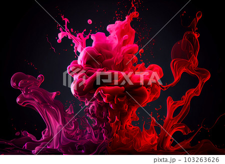Abstract red colorful ink splash in water background. Generate Ai. Abstract red colorful ink splash in water background. Generate Ai. 103263626