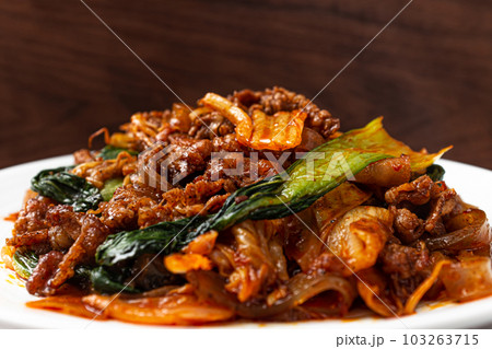 Mara xiang guo stir-fried meat, vegetables, and dried tofu in mara sauce 103263715