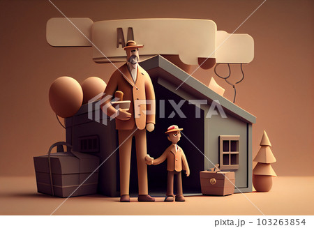 father and son for happy fathers day . Generate Ai. 103263854