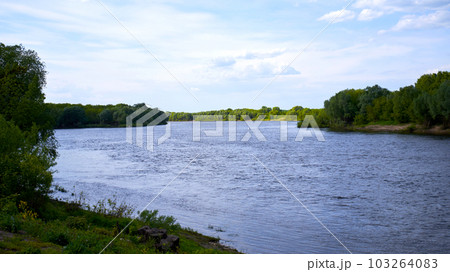 Panoramic view of the river and forest on a sunny day 103264083