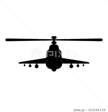 Combat helicopter attack military concept view front icon black color vector illustration image flat style 103264139