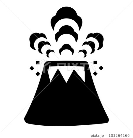 Volcano spewing lava and rocks icon black color vector illustration image flat style 103264166
