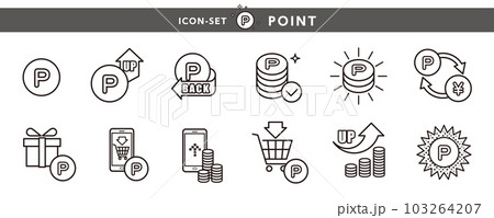 ポイントアップ、ポイントバックなど、ポイントアイコンセット ポイントアップ、ポイントバックなど、ポイントアイコンセット 103264207
