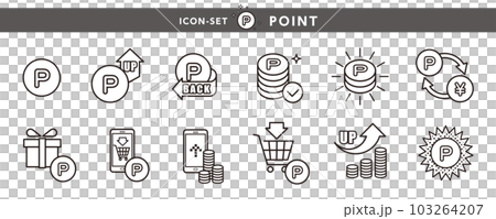 ポイントアップ、ポイントバックなど、ポイントアイコンセット ポイントアップ、ポイントバックなど、ポイントアイコンセット 103264207