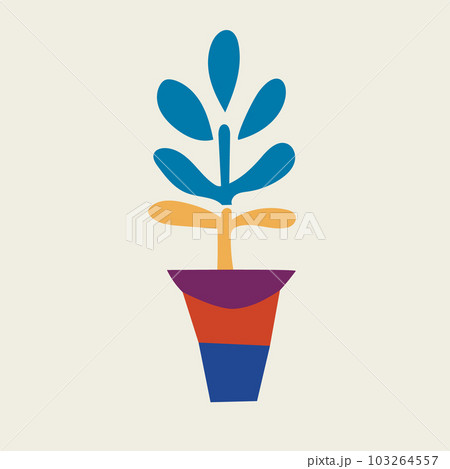 Colorful flat potted houseplant. vector illustration of a plant with round leaves Colorful flat potted houseplant. vector illustration of a plant with round leaves 103264557