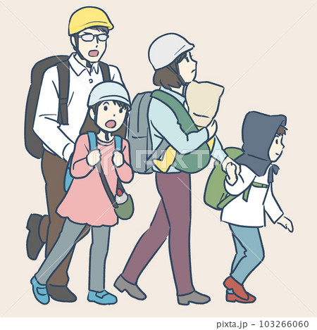 家族で避難する・避難訓練のイラスト 103266060