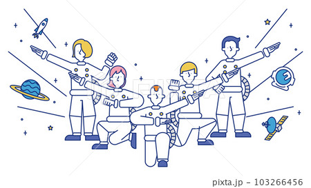宇宙飛行士の職業に就く男性と女性のイラスト 宇宙飛行士の職業に就く男性と女性のイラスト 103266456