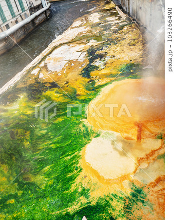 Mineral deposits and efflorescence under the waste water outlet Mineral deposits and efflorescence under the waste water outlet 103266490
