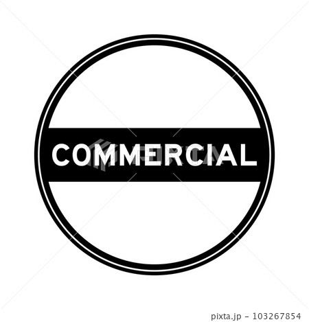 Black color round seal sticker in word commercial on white background 103267854
