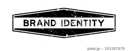 Grunge black brand identity word hexagon rubber seal stamp on white background 103267870