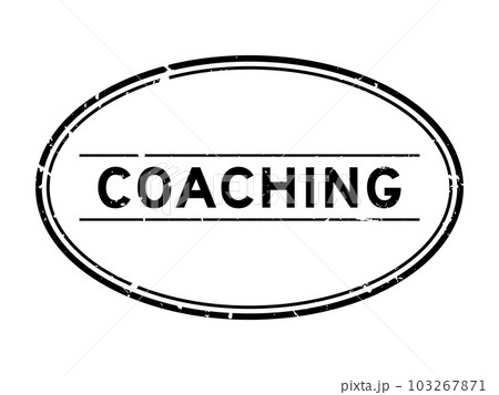 Grunge black coaching word oval rubber seal stamp on white background 103267871