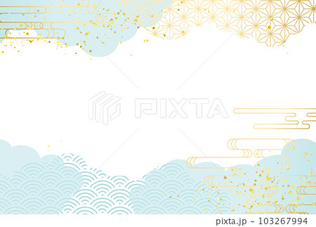夏 和柄 水色・青・金・高級感・雲 背景 父の日 お中元 夏 和柄 水色・青・金・高級感・雲 背景 父の日 お中元 103267994