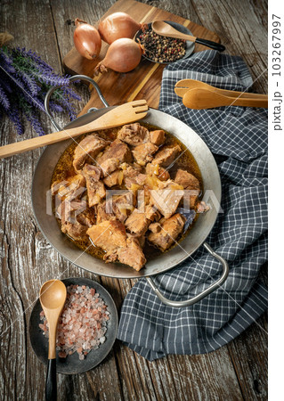 Stewed pork shoulder. Stewed pork shoulder. 103267997