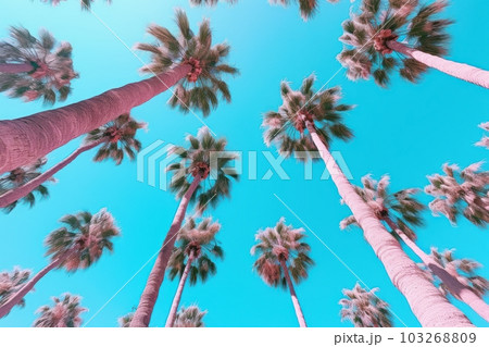 Palm trees against blue sky . Generative AI Palm trees against blue sky . Generative AI 103268809