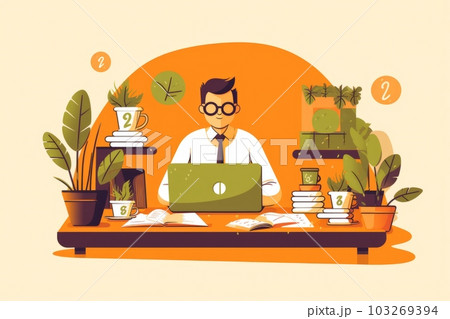 An image of a person sitting at a desk, surrounded by tax documents and a calculator, with a small plant in the background. Generative AI An image of a person sitting at a desk, surrounded by tax documents and a calculator, with a small plant in the background. Generative AI 103269394
