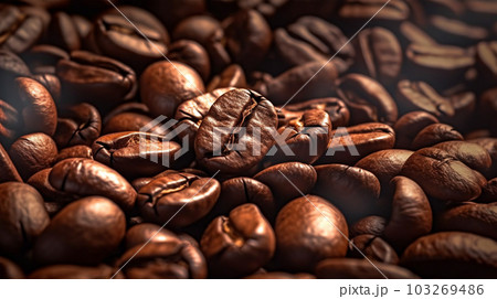 Roasted coffee beans close-up, Generated AI Roasted coffee beans close-up, Generated AI 103269486