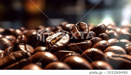 Roasted coffee beans close-up, Generated AI Roasted coffee beans close-up, Generated AI 103269490
