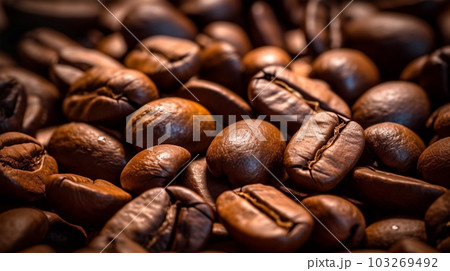 Roasted coffee beans close-up, Generated AI Roasted coffee beans close-up, Generated AI 103269492