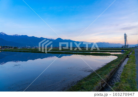 【初夏素材】初夏の安曇野・朝の田園風景【長野県】 【初夏素材】初夏の安曇野・朝の田園風景【長野県】 103270947